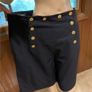 $565. New Escada Black Shorts With Gold Buttons - A Skirt Alternative
